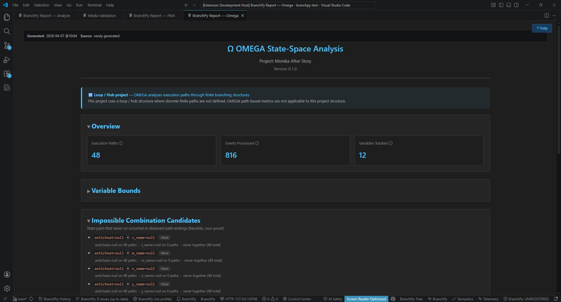 Analyse Omega BranchPy
