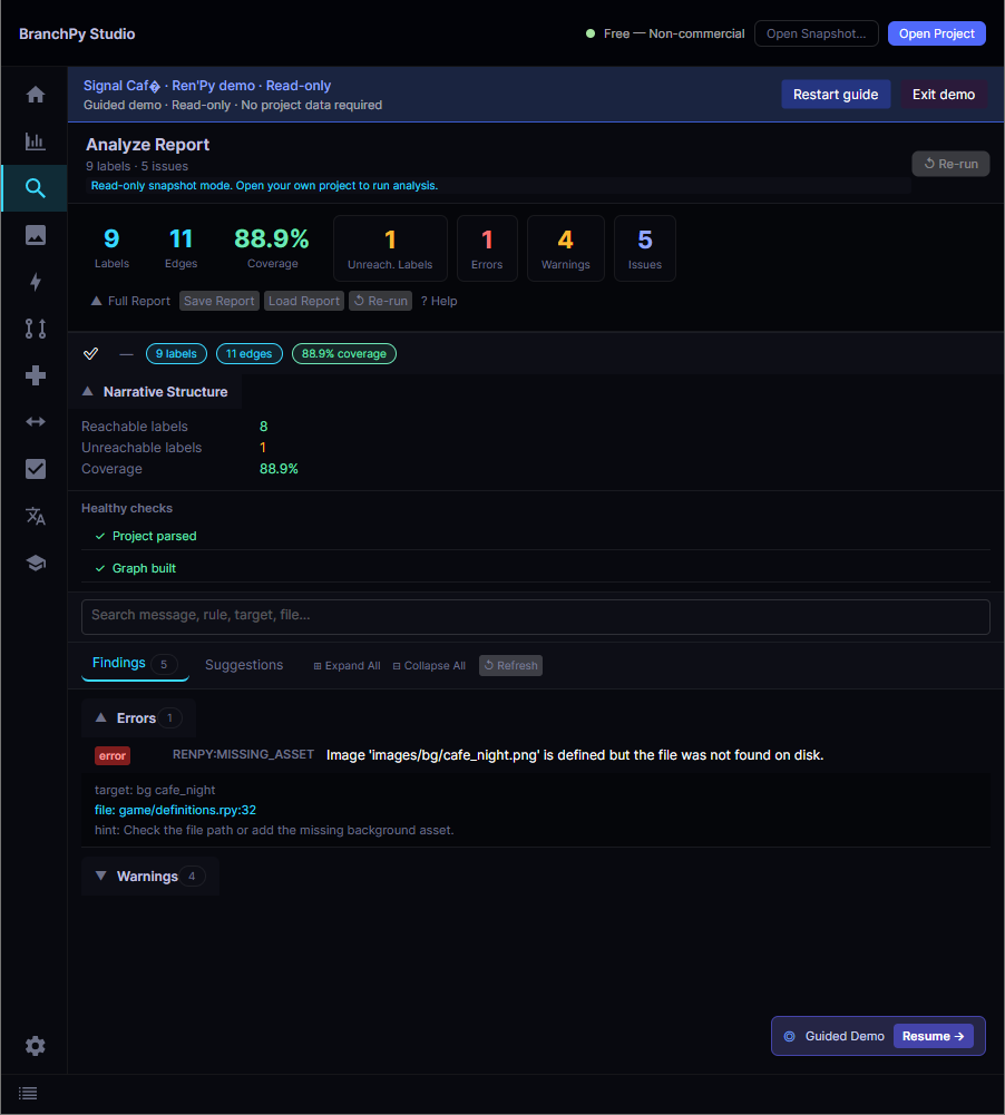 BranchPy Studio — Catch logic issues before release