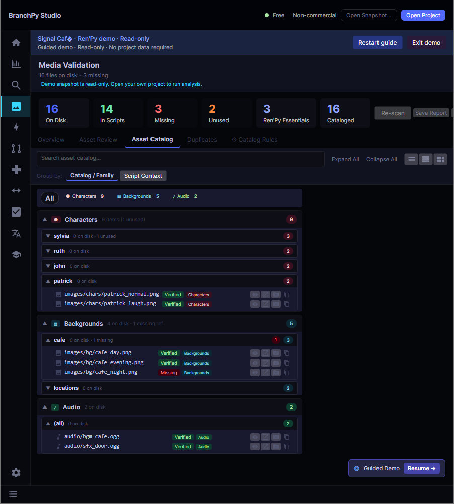 BranchPy Studio — Validate media integrity