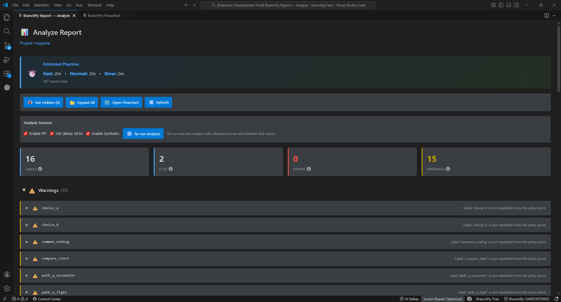 Analyze report summary with filters