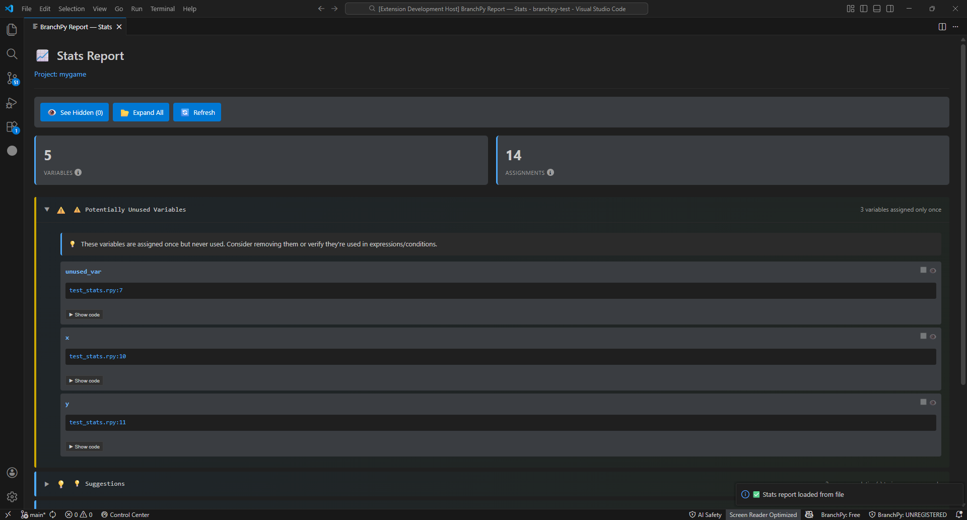 Stats detail with metrics