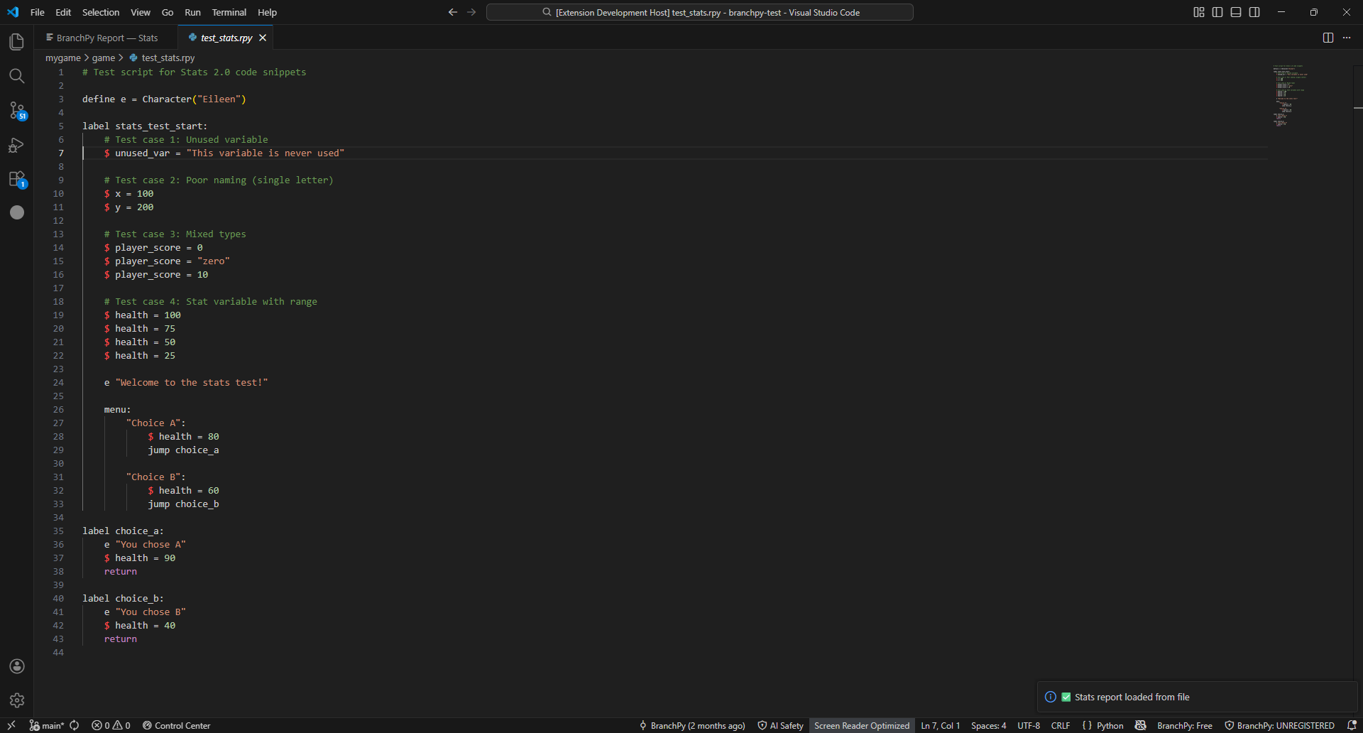 Jump to details from stats
