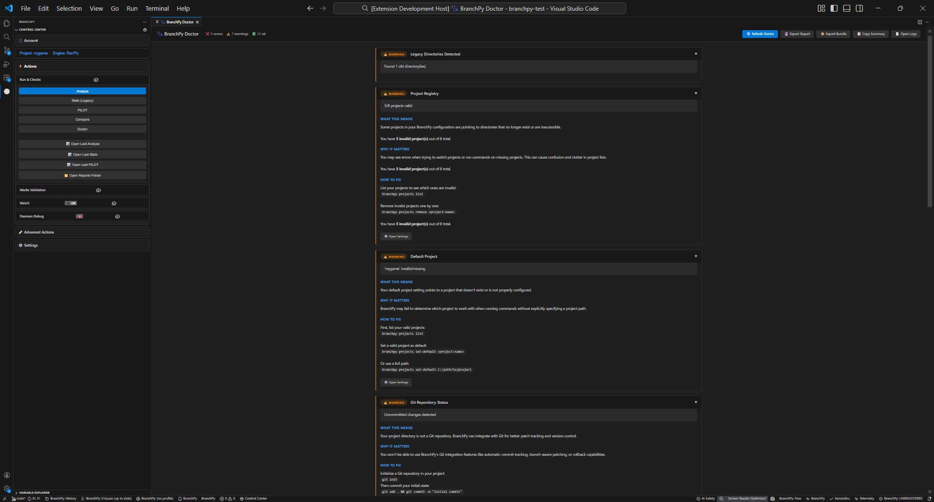 Doctor findings list