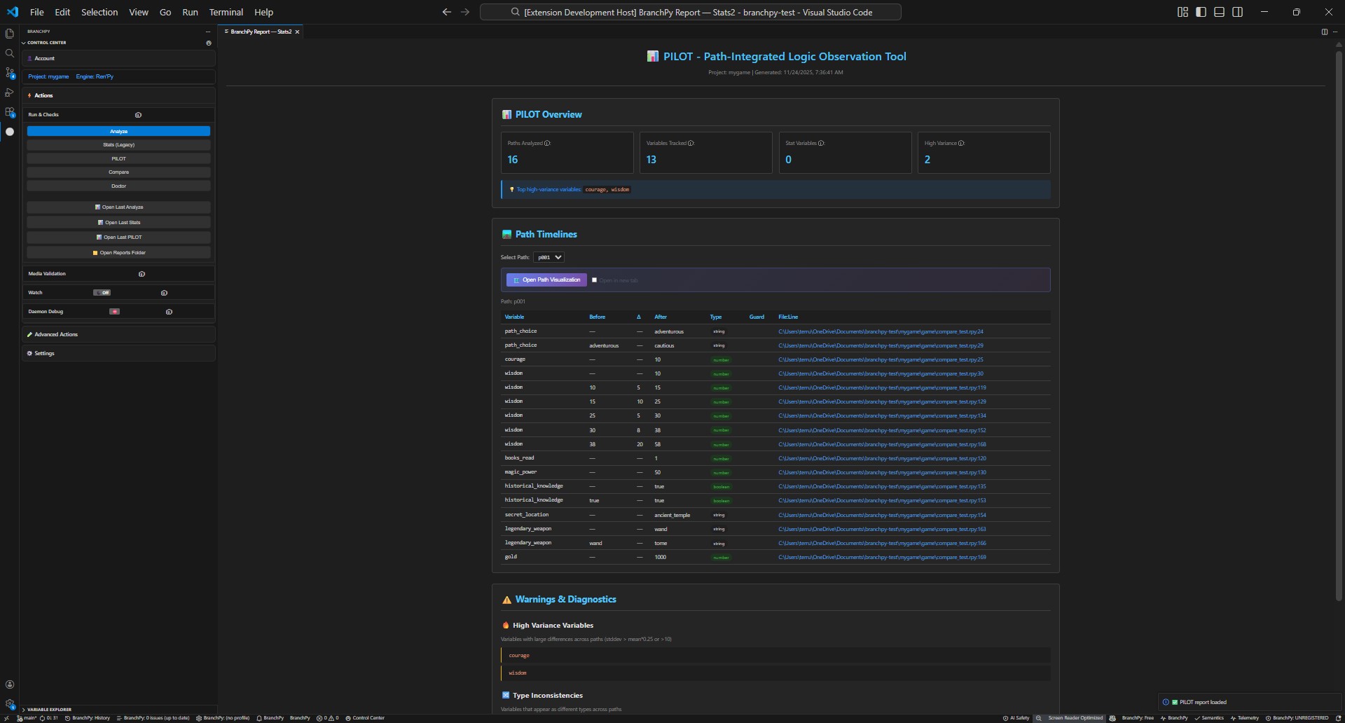 Pilot quick findings